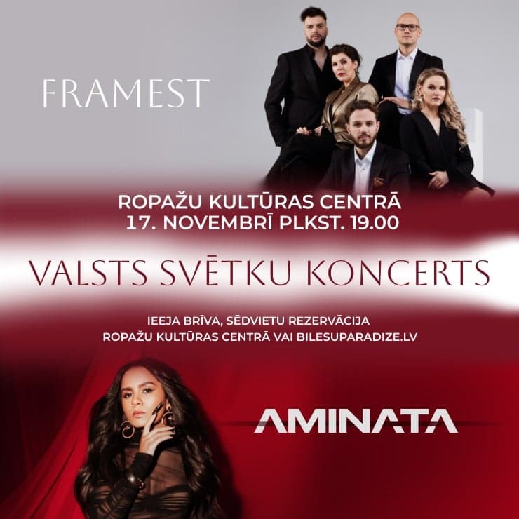 Valsts svētku koncerts Ropažu Kultūras centrā - grupa Framest un Aminata akustiskā solo programmā