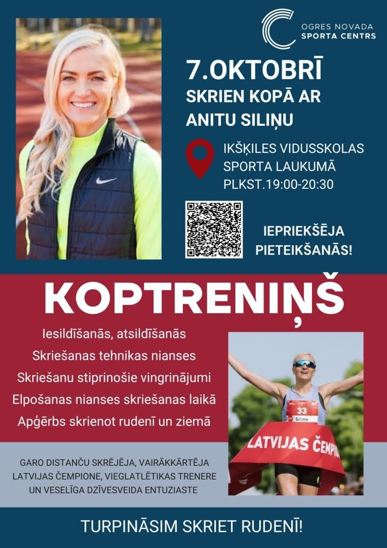Koptreniņš ar Latvijas garo distanču skrējēju, vairākkārtēju valsts čempioni, Anitu Siliņu Ikšķilē