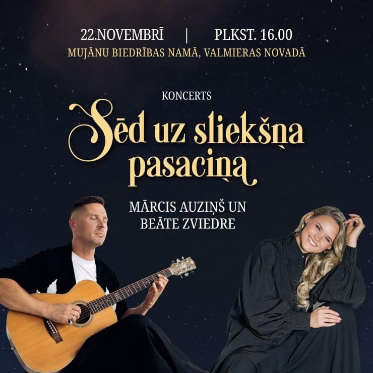 Mārcis Auziņš un Beāte Zviedre dzejkoncertā “Sēd uz sliekšņa pasaciņa…”