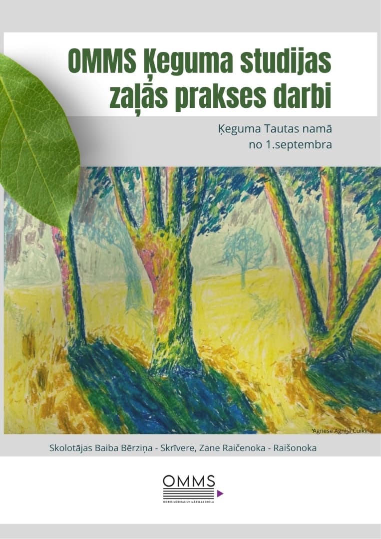 Ogres Mūzikas un mākslas skolas Ķeguma mākslas studijas audzēkņu Zaļās prakses darbi Ķeguma Tautas namā