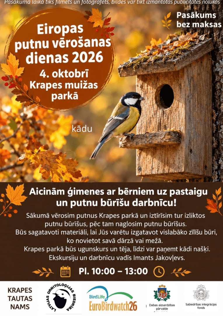 Eiropas putnu vērošanas dienas 2026 Krapē