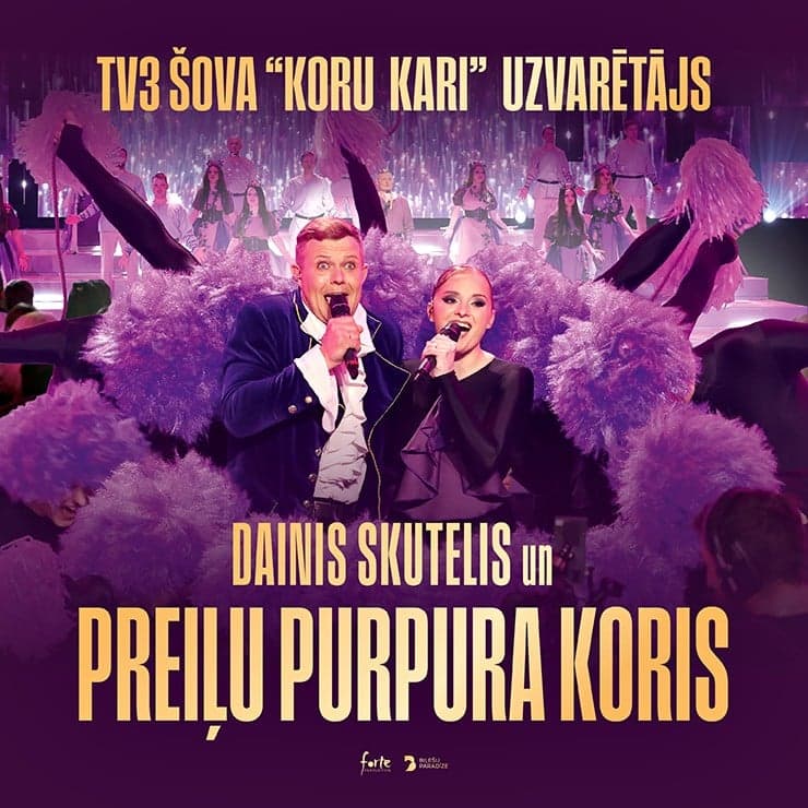 Dainis Skutelis un Preiļu Purpura koris - шова “Koru kari” uzvarētāji