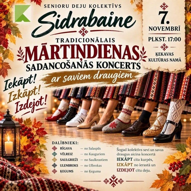 Senioru deju kolektīvu tradicionālais Mārtiņdienas sadancošanās koncerts “IEKĀP! IZKĀP! IZDEJO!”