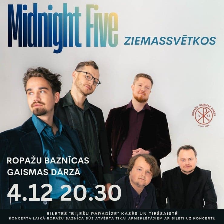 Grupa “Midnight Five” Ropažu baznīcas “Gaismas dārzā”