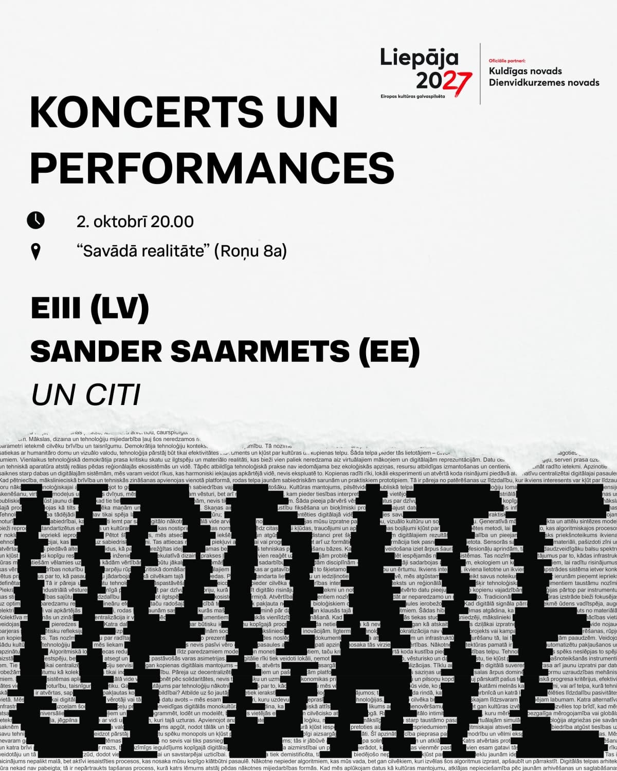 Koncerts un performances | UPDATE festivāls