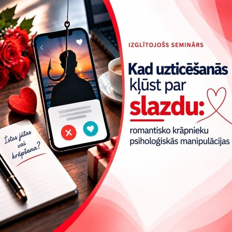 Seminārs „Kad uzticēšanās kļūst par slazdu: romantisko krāpnieku psiholoģiskās manipulācijas”