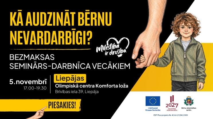 Bezmaksas seminārs vecākiem "Kā audzināt bērnu nevardarbīgi"