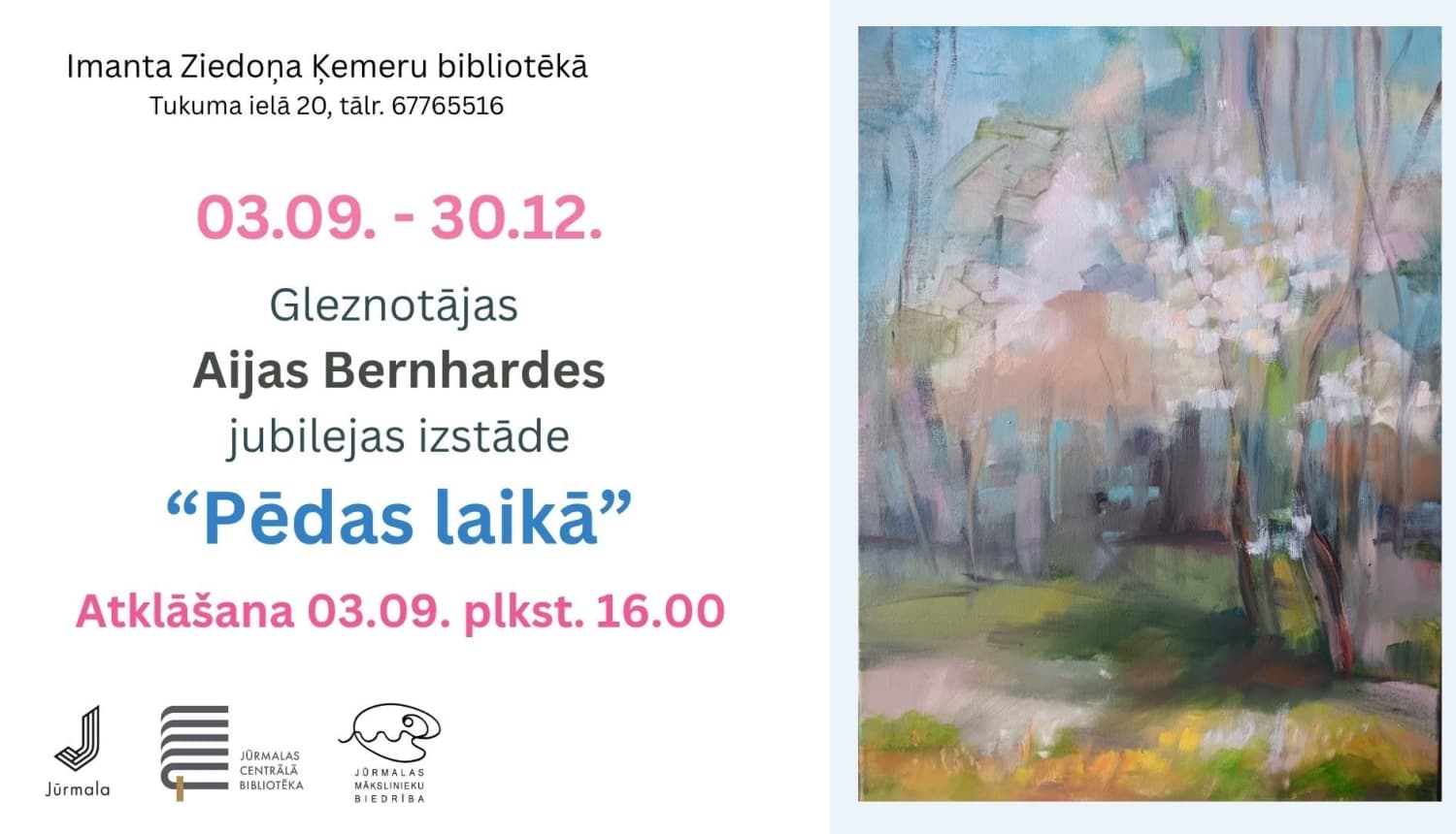 Gleznotājas Aijas Bernhardes jubilejas izstāde “Pēdas laikā”