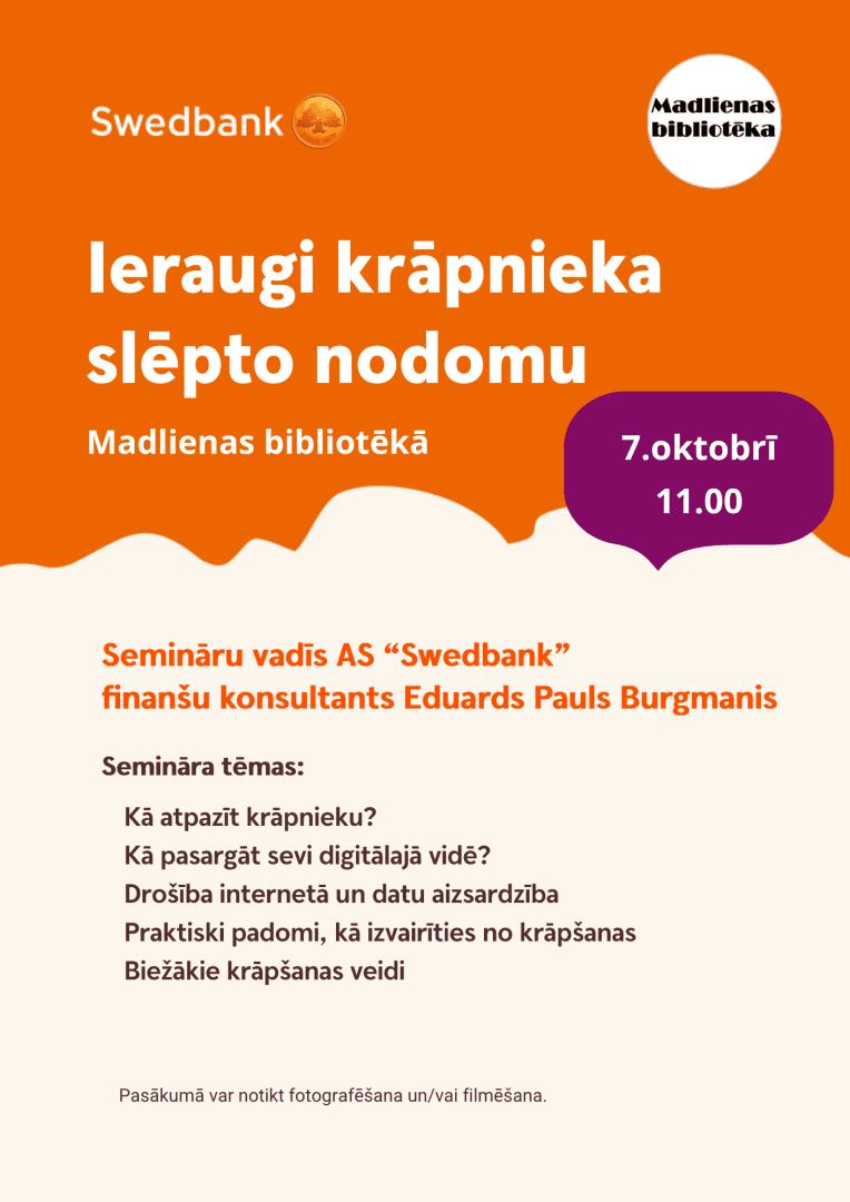 Informatīvs seminārs "Ieraugi krāpnieka slēpto nodomu" Madlienā