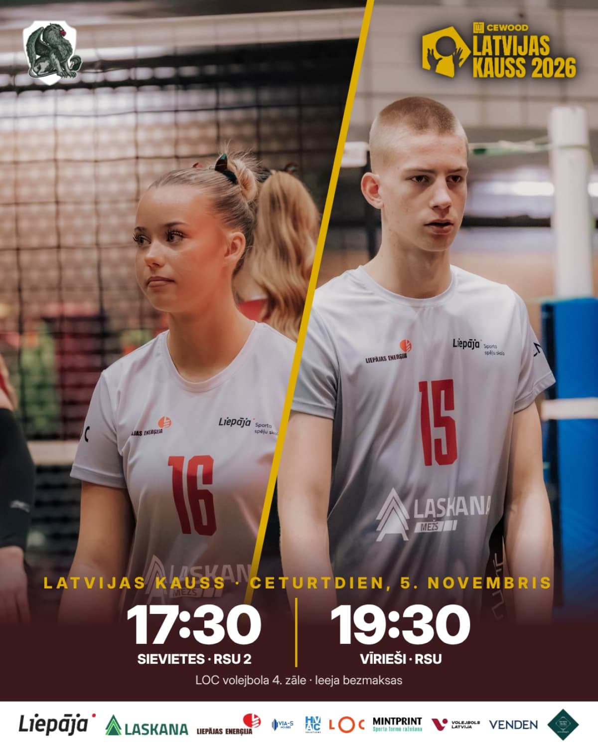 Latvijas kauss volejbolā: Liepājas SSS pret RSU
