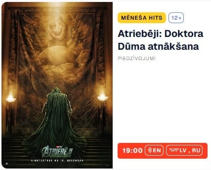 MĒNEŠA HITS ar filmu “Atriebēji: Doktora Dūma atnākšana”
