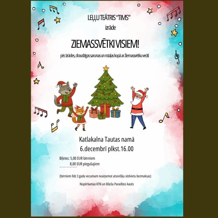 Leļļu teātra “TIMS” izrāde mazajiem skatītājiem “Ziemassvētki visiem”