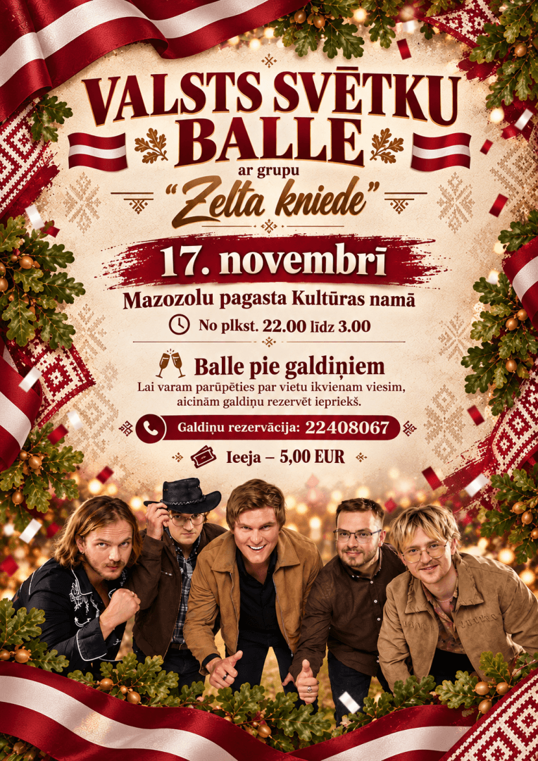 Valsts svētku balle ar grupu “Zelta kniede”